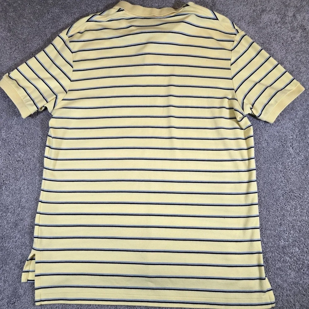 Polo Ralph Lauren Short Sleeve Polo Shirt Mens Large Yellow Blue Striped Pony